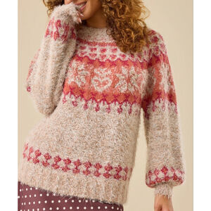 Altar’d State Holly Fuzzy Fair Isle Sweater NWT